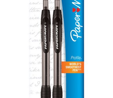 Paper Mate Profile Black Retractable Ball Point Pen 2 pk Discount