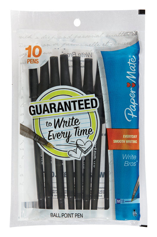 Paper Mate Write Bros Black Ball Point Pen 10 pk Supply