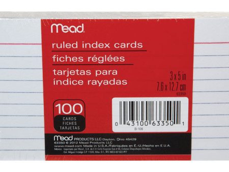 Mead 3 in. H X 5 in. W Ruled Index Cards White 100 pk Cheap