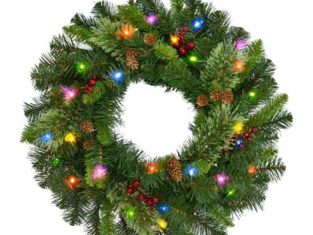 Celebrations Home 24 in. D LED Prelit Multicolored Mixed Pine Wreath For Cheap