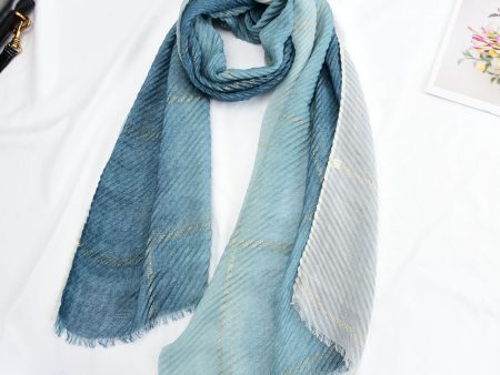 SF1326-GREEN - Ladies Fashion Crinkled Gold Scarf For Cheap