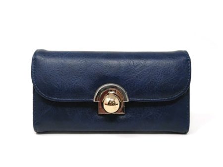 VKP1425 BLUE  -Elegant Women Metal Button Wallet Hot on Sale