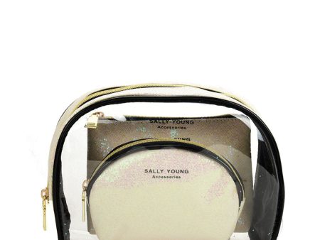 SY2184 BEIGE - Transparent Saddle Shaped Set Bags Online Hot Sale