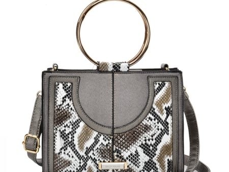 SY2175 GREY - Generous Snakeskin Bag With Ring Handle (was £11) Hot on Sale