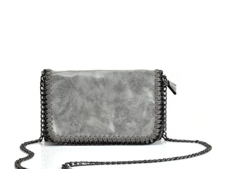 VK5531 GREY - Bright Leather Bag With Chain Handel Cheap