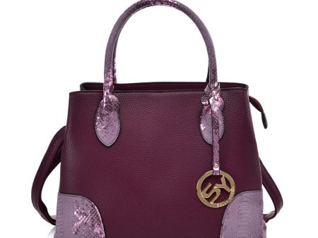 VK5509-NEW PURPLE - Solid Color Simple Tote Bag With Handle And Bottom Sequins Design For Sale