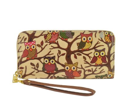 QQ1625-1-BEI Classic Wallet With Birds on Sale