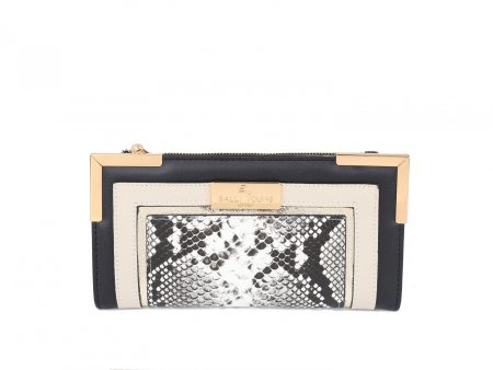 SY5065-BLACK - Flap fashion colorblock snake print wallet For Cheap