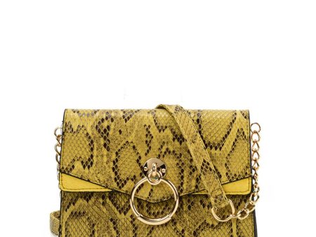 VK2117 YELLOW - Snakeskin Bag With Hardware Ring Decoration Online Hot Sale