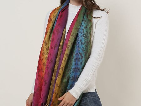 SF1136-3 - Rainbow Color Butterfly Scarf With Tassels Online now