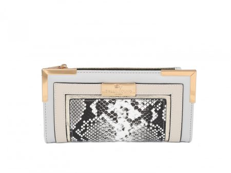 SY5065-GREY - Flap fashion colorblock snake print wallet Sale