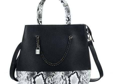 VK5605 BLACK - Simple Tote Bag With Chain And Lock Decoration For Sale