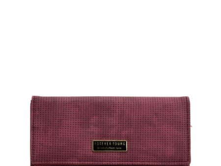 VKP1607 PURPLISH RED - Long Spotted Wallet With Buckle Design Cheap