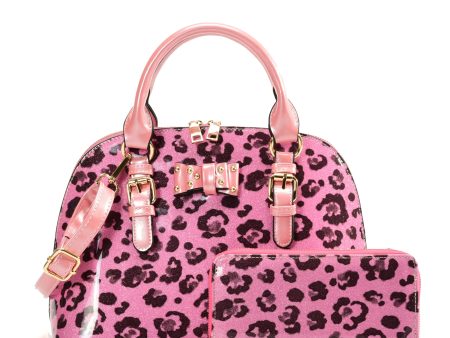 VK5618-PINK - Ladies new solid color petal handbag with wallet set Hot on Sale