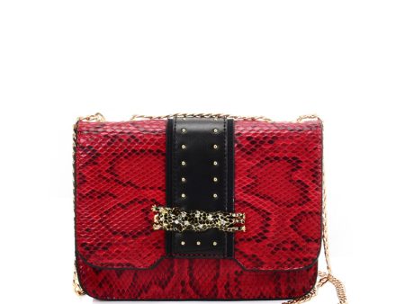 VK2118 RED - Snakeskin Chain Bag For Women For Sale