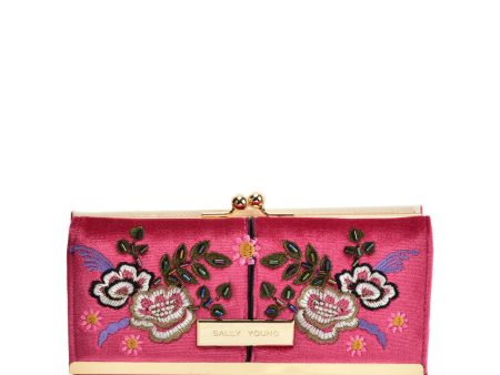 SY5055 DARK RED - Retro Wallet With Printing Flower Design Hot on Sale