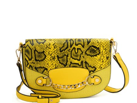 SY2207 YELLOW - Leather Saddle Bag With Hardware Ring Chain Decoration (was £11) Sale