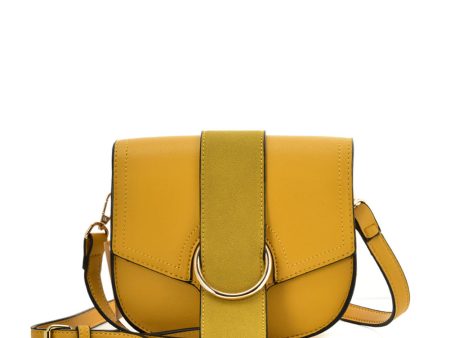 VK5566 YELLOW - Solid Color Saddle Bag With Buckle Design Discount