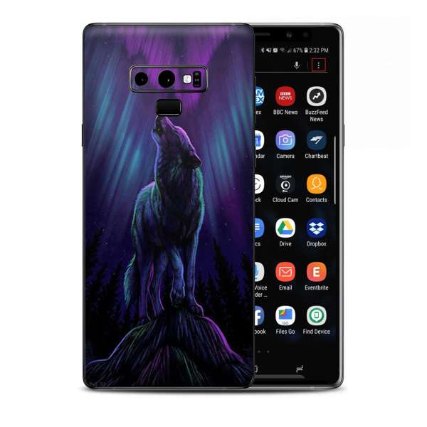 Wolf In Glowing Purple Background Samsung Galaxy Note 9 Skin Cheap