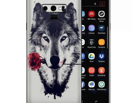 Wolf With Rose In Mouth Samsung Galaxy Note 9 Skin Cheap