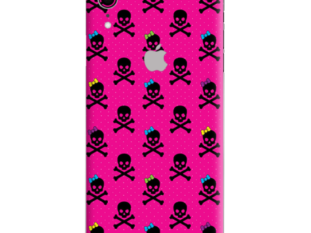 Girl Bow Skulls Feminine Pink Apple iPhone XR Skin For Discount