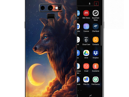 Wolf Clouds Moon Sky Samsung Galaxy Note 9 Skin Cheap