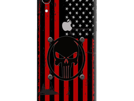 Red American Flag Black Punish Badge Apple iPhone XR Skin For Sale