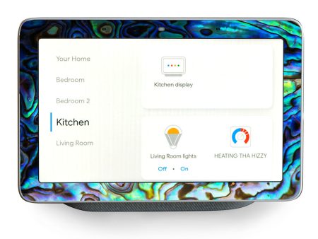 Abalone Shell Green Swirl Blue Gold Google Home Hub Skin For Discount