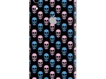 Pink Blue Skulls Black Background Apple iPhone XR Skin Discount