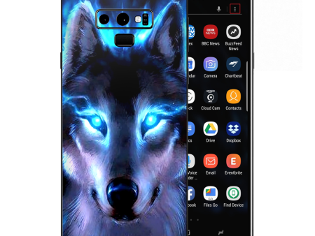 Wolf Glowing Eyes Fire Samsung Galaxy Note 9 Skin Cheap