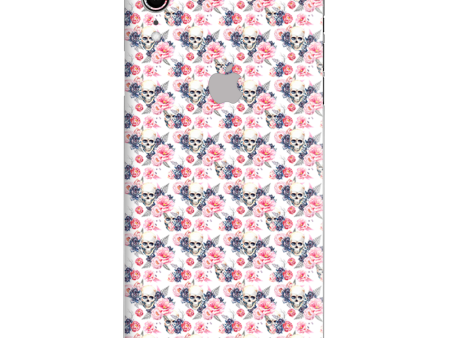 Pink Blue Flowers Skulls Apple iPhone XR Skin Sale