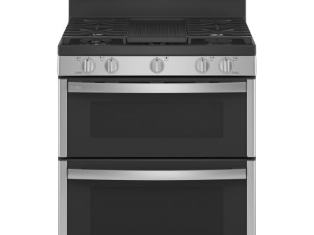 GE Profile™ 30  Free-Standing Gas Double Oven Convection Fingerprint Resistant Range with No Preheat Air Fry For Sale