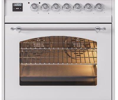 Nostalgie II 30 Inch Dual Fuel Liquid Propane Freestanding Range in White with Chrome Trim Discount