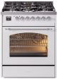 Nostalgie II 30 Inch Dual Fuel Liquid Propane Freestanding Range in White with Chrome Trim Discount