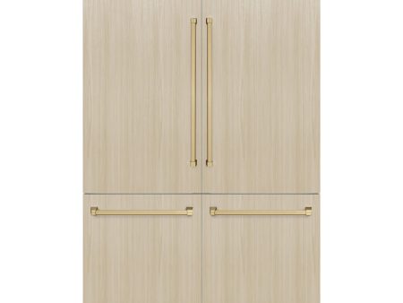 ZLINE Autograph Edition 60 in. 32.2 cu. ft. Panel Ready Built-In 4-Door French Door Refrigerator with Internal Water and Ice Dispenser with Champagne Bronze Handles (RBIVZ-60-CB) Online